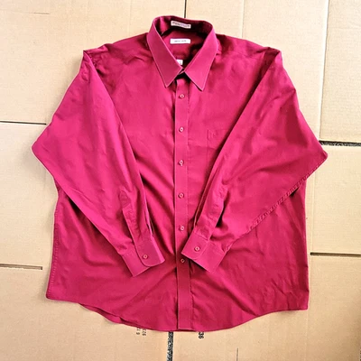 Pierre Cardin Men's Long Sleeve Burgandy Button Down Dress Shirt Size: 18 34/35 - Image 1 of 4