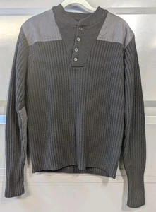 LL Bean Military Commando Sweater Men's Medium Black Merino Wool - Picture 1 of 6