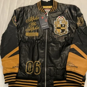 Big Boy Alpha Phi Alpha Divine Nine Bomber Jacket Gold/Black - 2XL - See Pics - Picture 1 of 14