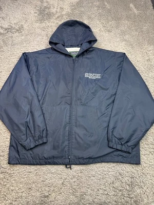 Chaqueta deportiva MV de colección para hombre XL azul marino forrada cremallera completa rompevientos con capucha años 90 Foto 1 de 4