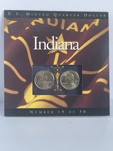 2002 Indiana Colorized State Quarters P&d/Bu with State History Display Card - Picture 1 of 3
