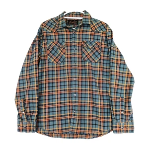 Camisa Howler Bros Hombres Grande Verde Naranja Stockman Franela Snapshirt Sabine Cuadros - Imagen 1 de 11