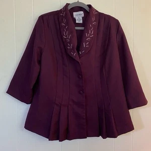 Vintage Anthony Richards Bluse Shacket Damen 14 lila Plissee bestickt - Bild 1 von 5