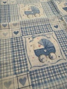 Cochecito de bebé de colección azul guinga tela de algodón 34" x 34" edredón tramposo - Imagen 1 de 7