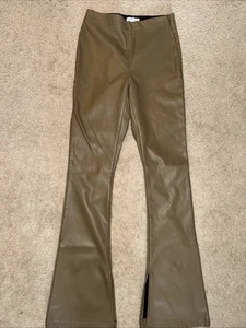 Top Shop Brown Faux Leather Pants US6 Flare - Picture 1 of 8