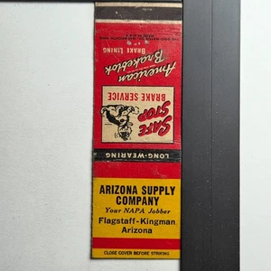Arizona Supply Company Flagstaff-Kingman Vintage Brake Service Matchbook - Imagen 1 de 3