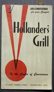 1960s Era Youngstown Ohio Hollander's Grill Restaurant menu 131 West Federal St- - Picture 1 of 1