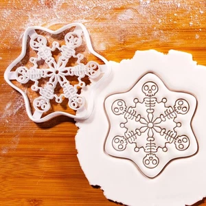 Dancing Skeleton Snowflake Cookie Cutter - Gothic Christmas xmas spooky winter - Picture 1 of 4