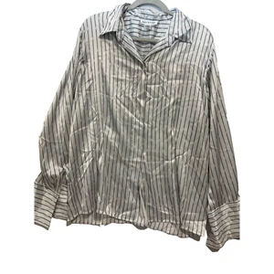 Jones New York Sz 16W Women Classy Looped Stripes Satin Top Career Chic formal - Bild 1 von 9
