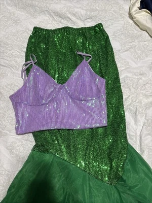 Ariel Adult Cosplay Costume Mermaid Skirt And Sequin Top  - Image 1 of 4