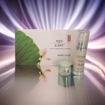 Wei East Alivio de Arrugas Facial Concentrado Semilla de Loto Colágeno 1oz - Juego de Regalo de 3 piezas Foto 1 de 4