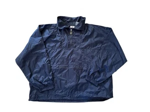 Vintage Jerzees Navy Blue 1/4 Zip Windbreaker Pullover Jacket Nylon Men Size XL - Picture 1 of 5