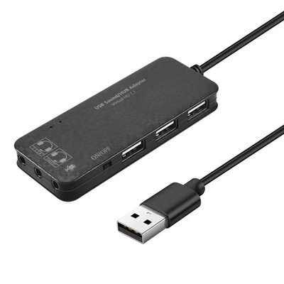 3 Port Usb 2.0 Hub External 7.1Ch Sound Card Headset Microphone Adapter For7809 - Image 1 of 4