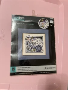 Künstler gezähltes Kreuzstich-Set blau-weiß Stillleben Zweigart Blumen Neu - Bild 1 von 4