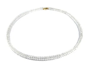 Heilstein Bergkristall Edelsteinkette in facettierter Radform Ø-6 mm 925 Silber - Picture 1 of 3