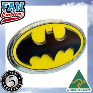 Batman 1989 Logo 3D Car Badge (Black, Yellow, Chrome) - Picture 1 of 7