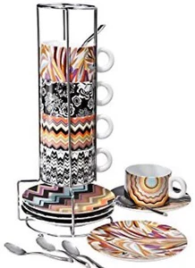 MISSONI TARGET ESPRESSO SET, NEW IN BOX, BEAUTIFUL cups, plates, spoons - Picture 1 of 2