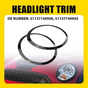 Par de cubiertas de bisel de anillo de faros negro para Mini R55 Cooper R56 R57 07-15 R58 - Imagen 1 de 13