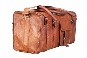 Gym Goat Leather Men Duffel Brown Travel Luggage Genuine Bag Vintage New Bag - Picture 1 of 5