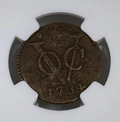 The First New York Penny VOC N.E. Indies Duit NGC GENUINO 1734 Foto 1 de 4