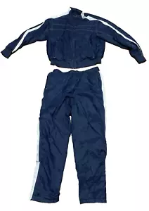VTG Roundtree & York Nylon Track Suit Set Men's Large Jogger Jacket & Pants Navy - Picture 1 of 9