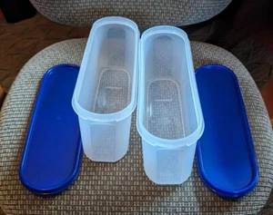 Tupperware Contenitori modulari opachi 2 litri (2400B) con coperchi blu # (2402A)/set 2 - Foto 1 di 4