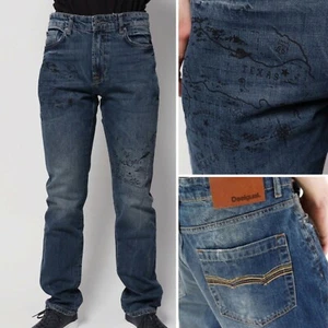 Pantalones de mezclilla estampados desgastados Desigual Adrien 30W de ajuste regular de $146 RAROS para hombre - Imagen 1 de 11