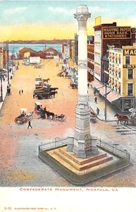 c.1905 Konföderiertes Denkmal Norfolk VA Postkarte - Bild 1 von 2