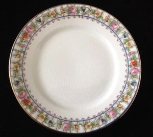 Homer Laughlin China HLC4100 Blue Red Floral Lattice Gold - 6" BREAD PLATE - Picture 1 of 5