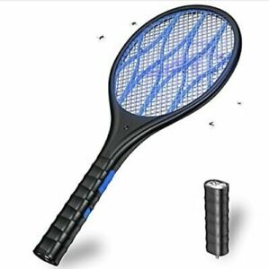 Electric Fly Swatter Powerful 4000V Grid, Detachable Flashlight, LED Light, Safe