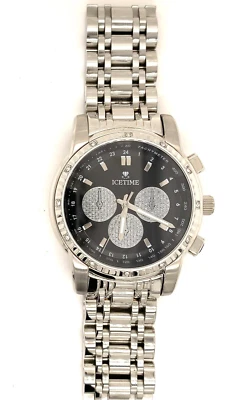#3 IceTime 40mm relógio masculino ouro branco aço diamantes 0,10 ct mostrador preto Mk321 - Imagem 1 de 4