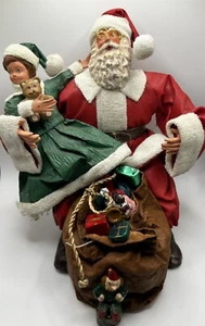 Vintage Silvestri Santa Claus Figurine Toy Bag Little Girl Child Figure 10" x 7" - Picture 1 of 8