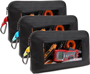 Tool Pouch Clear Window Heavy Duty Utility Bag Zipper Small Organizer 3-Pack - Picture 1 of 12