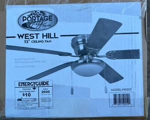 Portage Bay 50251 Hugger 52" Brushed Nickel West Hill Ceiling Fan Bowl Light Kit - Picture 1 of 1