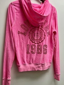Victorias Secret PINK VINTAGE Hoodie Jacke DOG Logo 1986 Love PINK Zip Sparkle - Bild 1 von 10