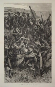 AFRICA - THE ZULU WAR - AN ATTACK OF ZULU WARRIORS. "THE GRAPHIC" 1879. - Bild 1 von 1