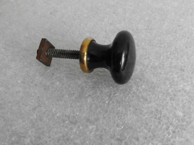 ancien bouton poignée de porte porcelaine noir placard fenêtre serrure knob door - Photo 1/4