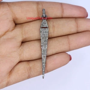 Natural diamond pendant 925 sterling silver oxidized handmade arrowhead pendant - Bild 1 von 7