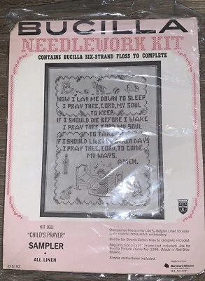 Kit de Aguja Bucilla 1601 Oración Infantil Todo Lino 11x14 Foto 1 de 4