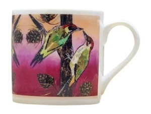 Dawn Maciocia Lovely 'Knock Knock' Woodpecker Bird Fine Bone China Mug Cup - Picture 1 of 1