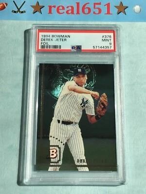 Bowman Foil #376 Derek Jeter 1994 novato-prospecto | PSA 9 como nuevo | Salón de la fama Yankees radiocontrol Foto 1 de 4