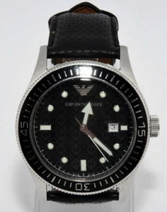 Stunning EMPORIO ARMANI MEN'S COLLECTION BLACK DETAIL GMT WATCH AR0555 Diver - Picture 1 of 4