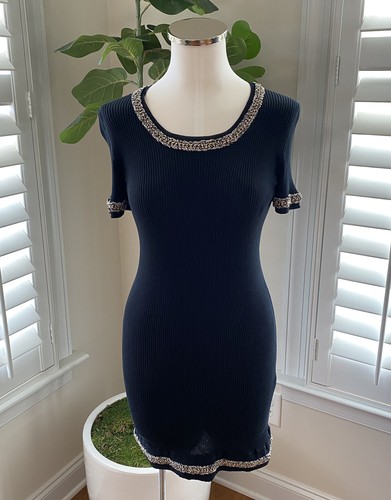 mini abito lavorato a maglia chanel oro taglia 40