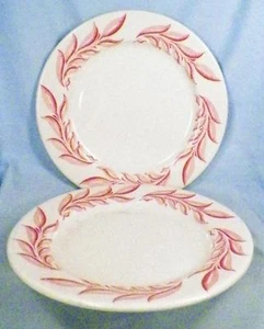 2 Syracuse China Restaurant Plates Ware Luncheon Pink Red Leaf Design 96-D Plate - Picture 1 of 1