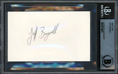 Jeff Bagwell Autographed 3x5 Index Card Vintage Rookie Signature Beckett - Image 1 of 2