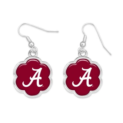 Alabama Crimson Tide Hazel Silver Red Flower Earrings Jewelry Gift UA Cover