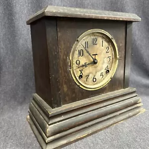 VINTAGE INGRAHAM HOLZ KAMINUHR für Teile oder Reparatur - Bild 1 von 12