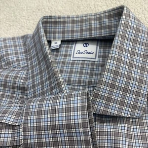 David Donahue Hemd Herren XL blau/grau Knopfleiste kariert elegant Baumwolle - Bild 1 von 6