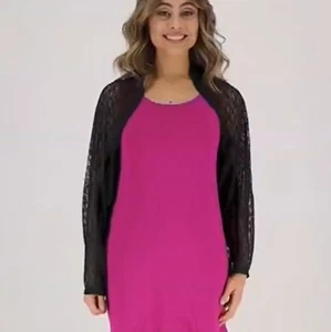 LOGO by Lori Goldstein Strolla di spalle in pizzo elasticizzato nero M/L - Foto 1 di 3