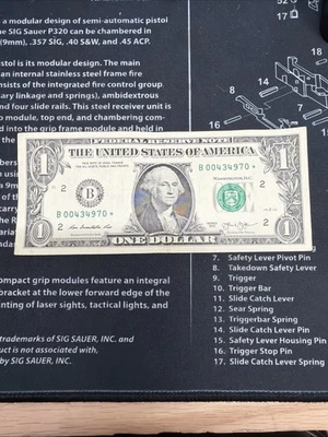 Star Note $1 One Dollar 6 Digit Serial Number - Image 1 of 2